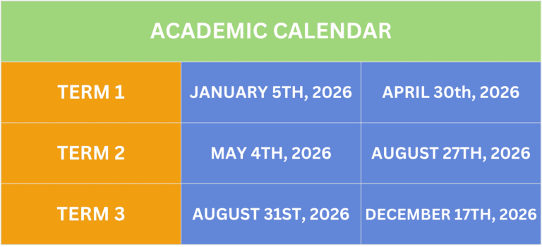 EBETEC Language Academy 2026 academic calendar with English program term dates